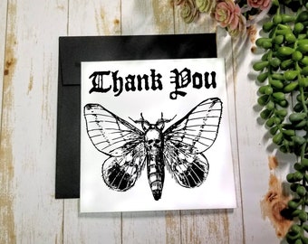 THANK YOU CARD | 5x5 | Gothic Greeting Card | Death Moth Thank You | 0001-TY5