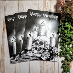 BIRTHDAY CARD | 3 Pack | 5X7 Gothic Greeting Card | Birthday Candles & Skull | GC-HB3P002