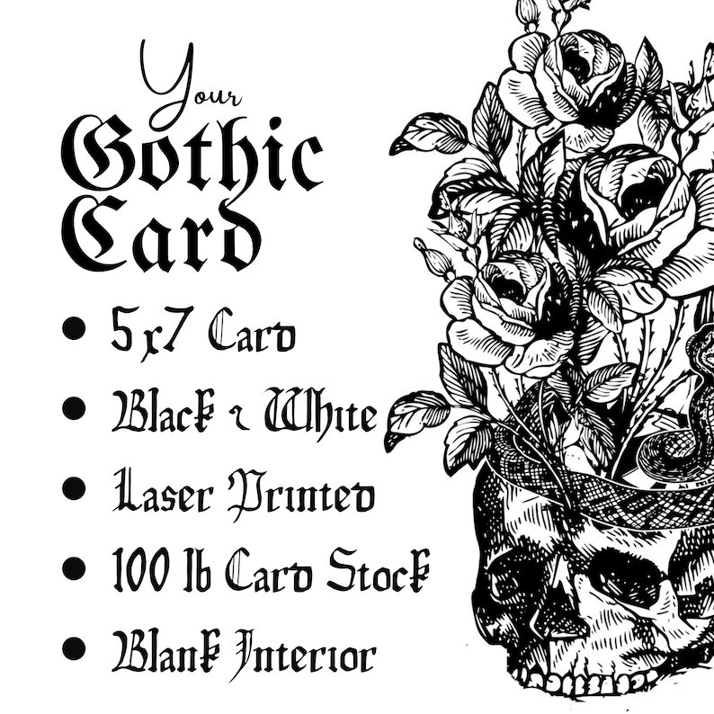 BIRTHDAY CARD 5X7 Gothic Greeting Card Birthday Candles & Skull image 2