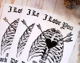 VALENTINE CARD | 3 Pack | 5x7 Gothic Greeting Card for Dark Romance Valentines Gift