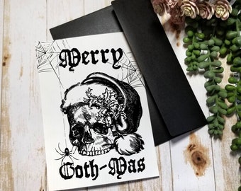 CHRISTMAS CARD | 5X7 Gothic Greeting Card |  Merry Goth-Mas