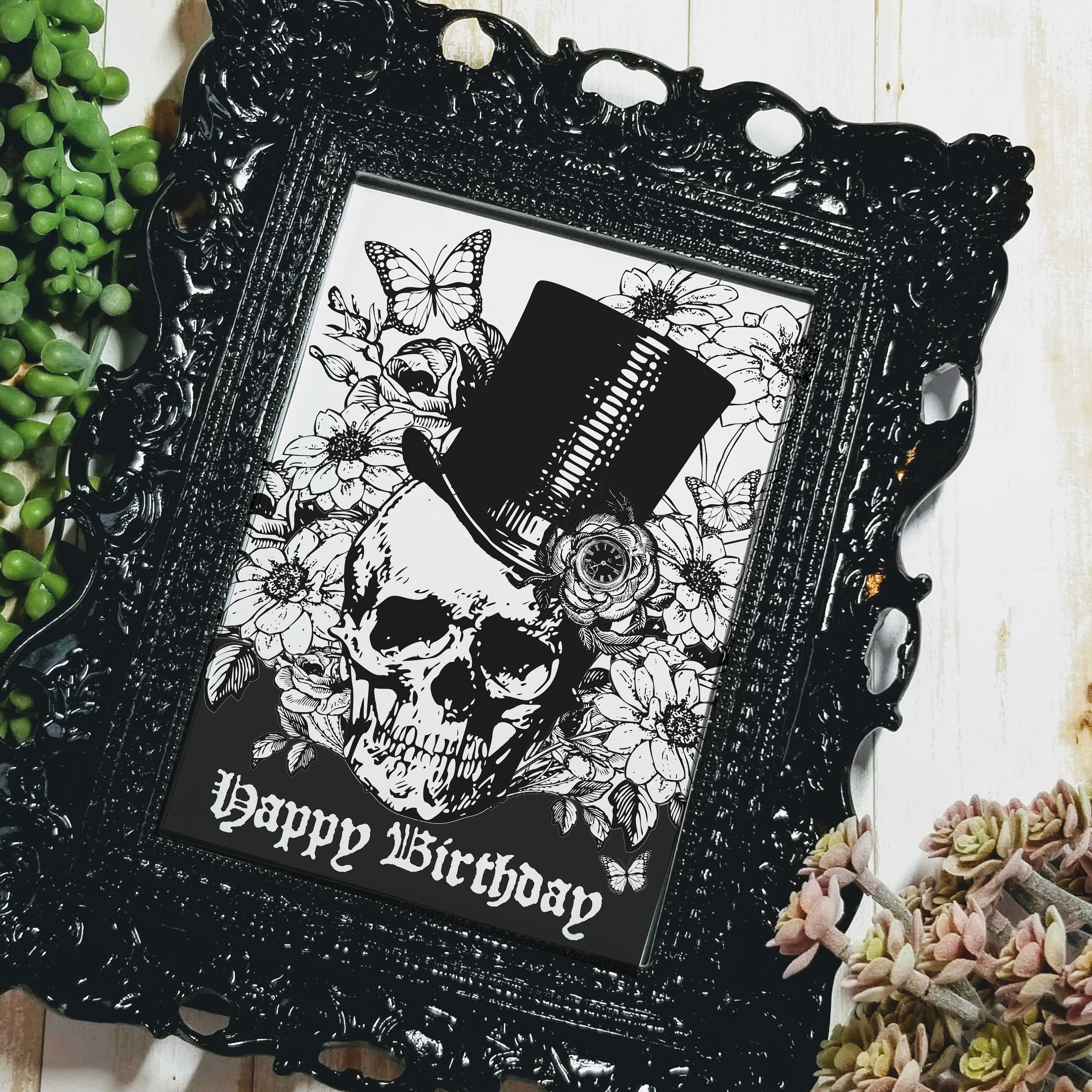 GEBURTSTAGSKARTE 5x7 Gothic Grußkarte Happy Birthday Skull Etsy.de