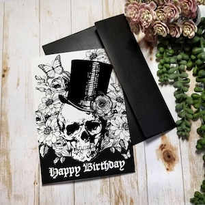 BIRTHDAY CARD | 5X7 Gothic Greeting Card | Happy Birthday Skull