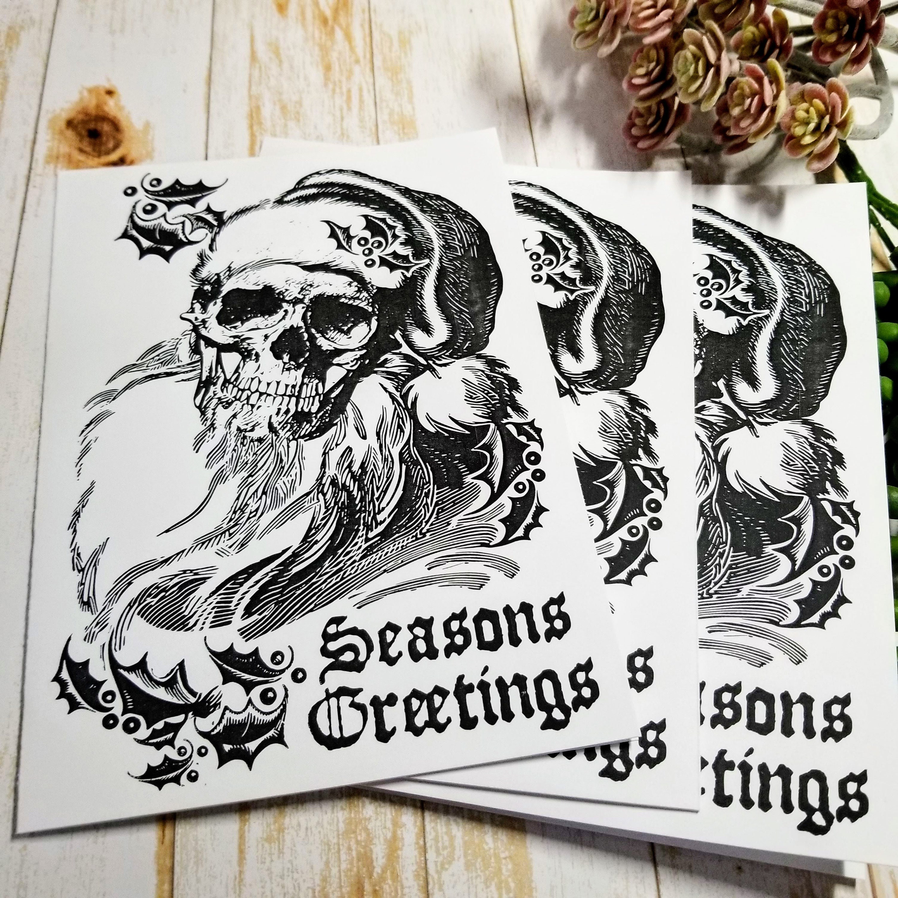 SKULL SANTA |  Greeting Card 3 Pack | 5x7- Gothic Greeting Card | Seasons Greetings | Christmas 2021
