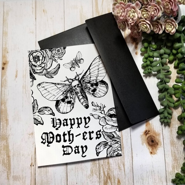 MOTHERS DAY CARD | 5X7 Gothic Greeting Card | Happy Moth-ers Day | HMD001