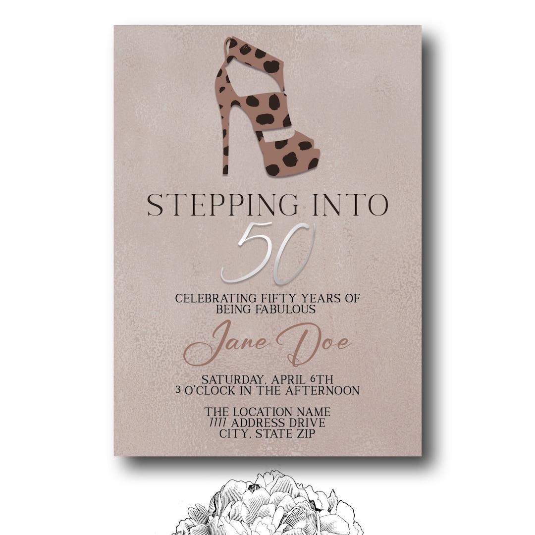 Stepping Into 50 Birthday Invitation Personalize Digital Download - Etsy