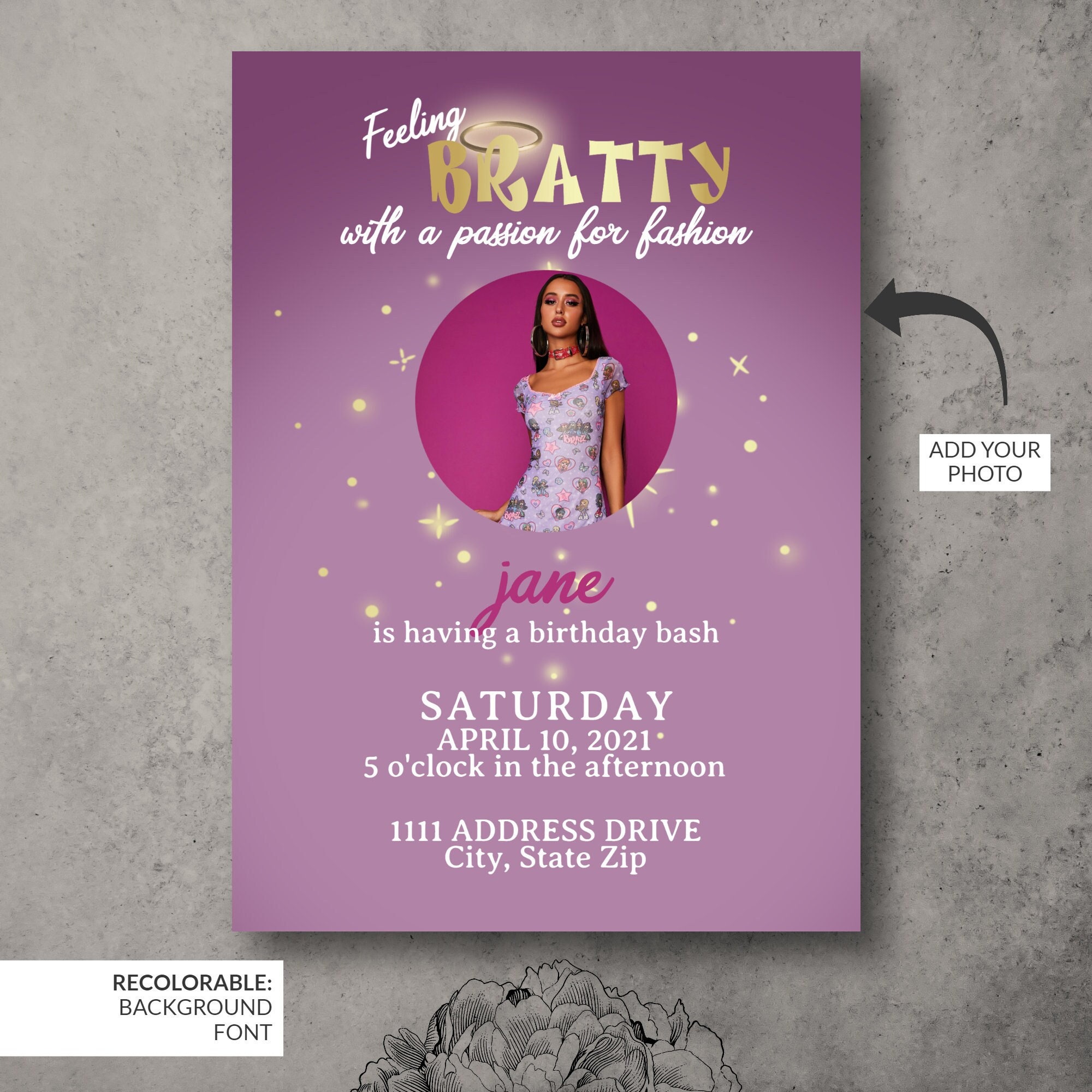 Bratz Birthday Invitation Feeling Bratty Personalize Etsy