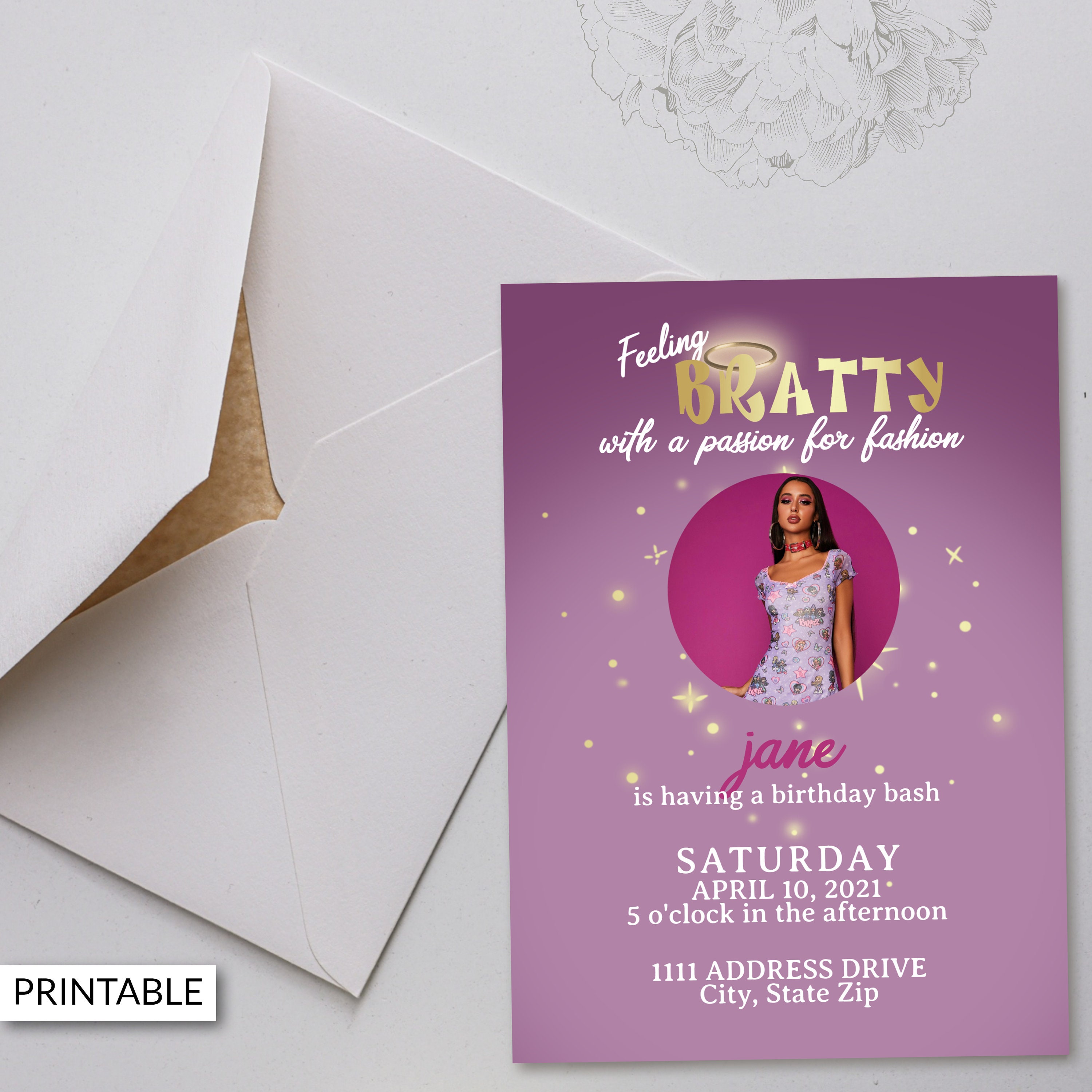 Bratz Birthday Invitation Feeling Bratty Personalize Etsy