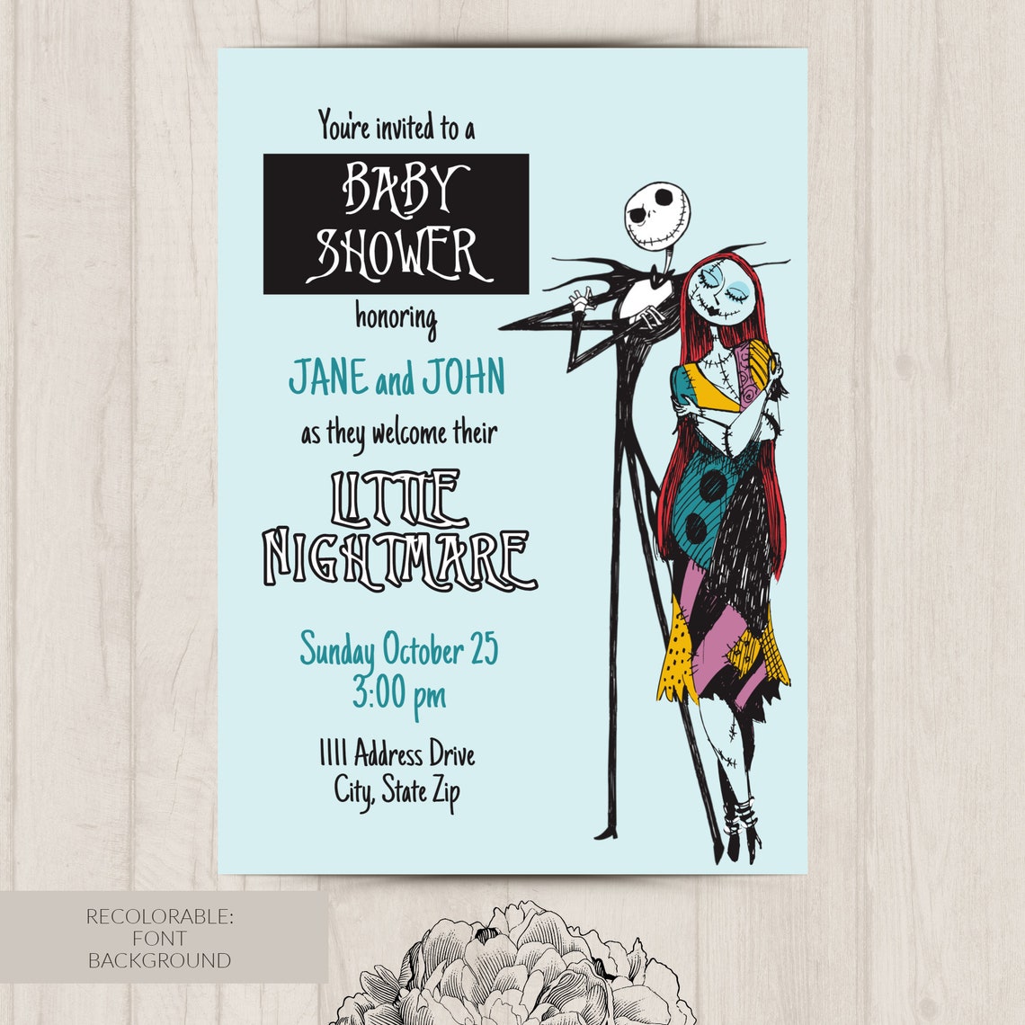 Jack Skellington and Sally Baby Shower Invitation Etsy