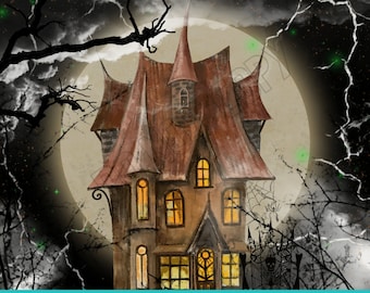 Haunted House Tumbler Sublimatie Ontwerp - PNG