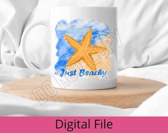Just Beachy Starfish sublimatie ontwerp 3600x3600 Digitaal Bestand