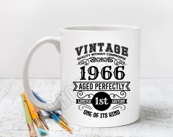 Vintage 1966 SVG/PNG-ontwerp: retro verjaardagscadeau (digitale download)