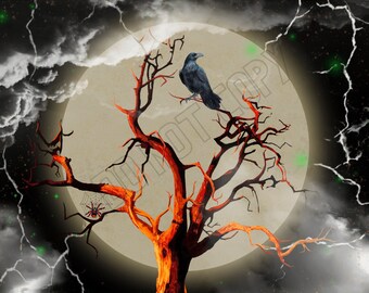 Black Crow Halloween Tumbler Graphic - Sublimatie Digitaal PNG-bestand
