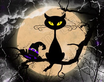 Spooky Halloween Sublimatie Kat Digitaal Ontwerp - PNG
