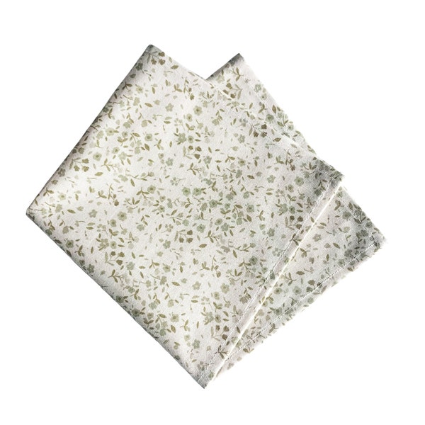 Sage Green Floral Pocket Square