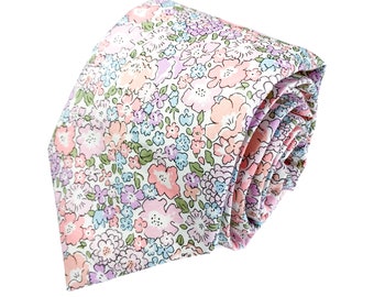 Pastel Pink Floral Necktie, Easter Tie