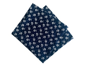 Pocket Square-Navy and White Floral