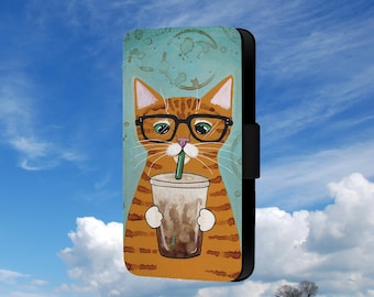 Cat Drinking Phone Flip Case For Samsung