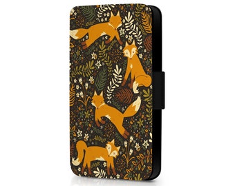 Fox And Flowers Phone Flip Case For iPhone