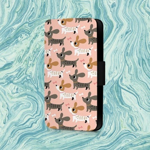 Capa flip para celular Samsung com estampa de cachorro e ossos