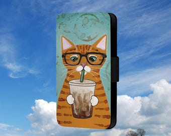 Cat Drinking Phone Flip Case For iPhone