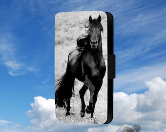 Black Horse Phone Flip Case For Samsung