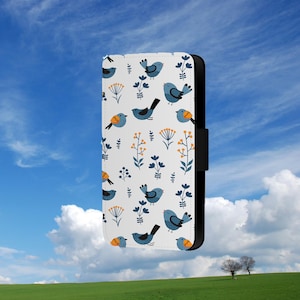 Capa Flip para iPhone com pássaros e flores - Huawei
