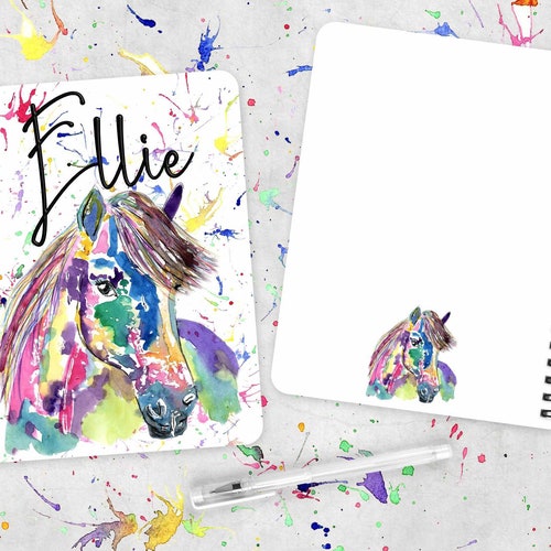 Carnet arc-en-ciel poney coloré, bloc-notes personnalisé pour chevaux, journal personnalisé, cadeaux de motivation, cadeau sur le thème des animaux