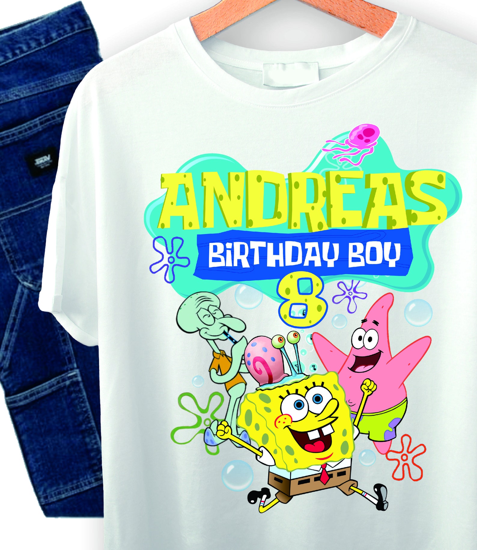 Spongebob Iron On Transfer Spongebob Birthday Shirt Design Etsy