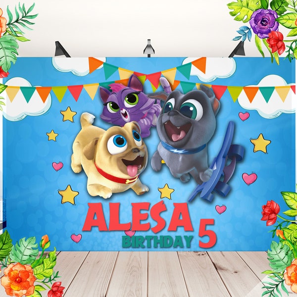 Puppy Dog Pals Backdrop, Puppy Dog Pals Backdrop Birthday, Puppy Dog Pals Party, Puppy Dog Pals Decoration, Personalized, Digital File