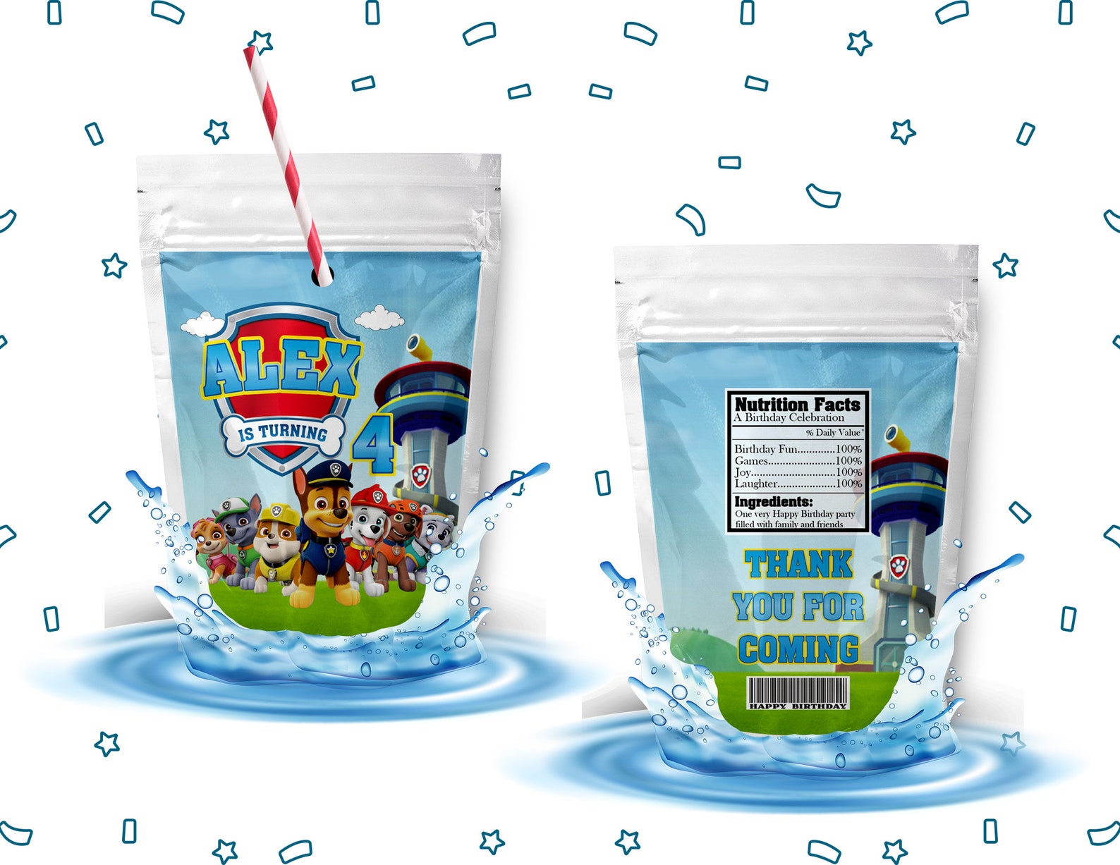 Paw Patrol Capri Sun Label Paw Patrol Juice Pouch Label Paw Etsy India