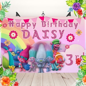 Trolls Backdrop, Trolls Backdrop Birthday, Trolls Party, Trolls Party Decoration, Personalize Backdrop, Digital File