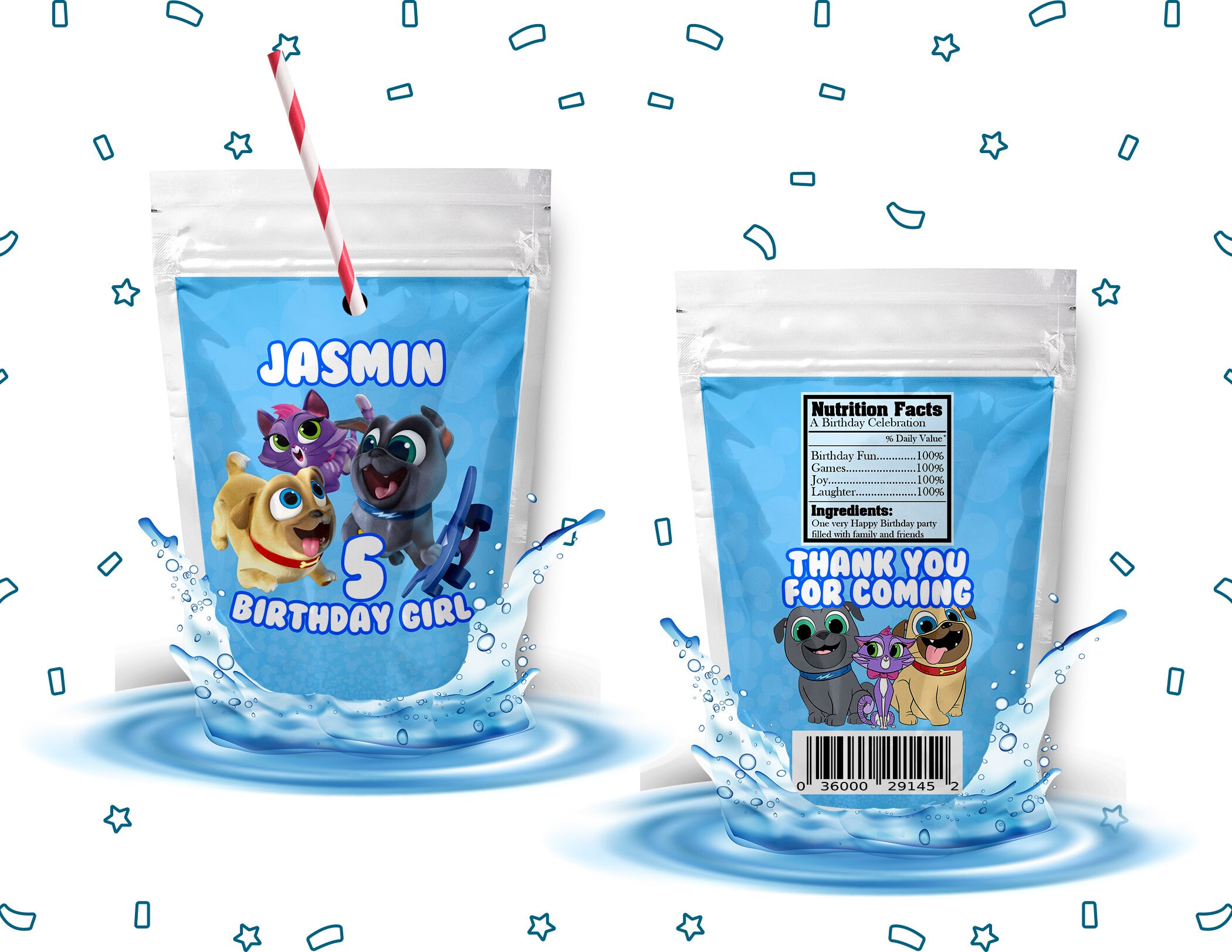 Puppy Dog Pals Capri Sun Label, Puppy Dog Pals Juice Pouch Label, Puppy Dog Pals Birthday, Puppy Dog Pals Party, Puppy Dog, Digital File