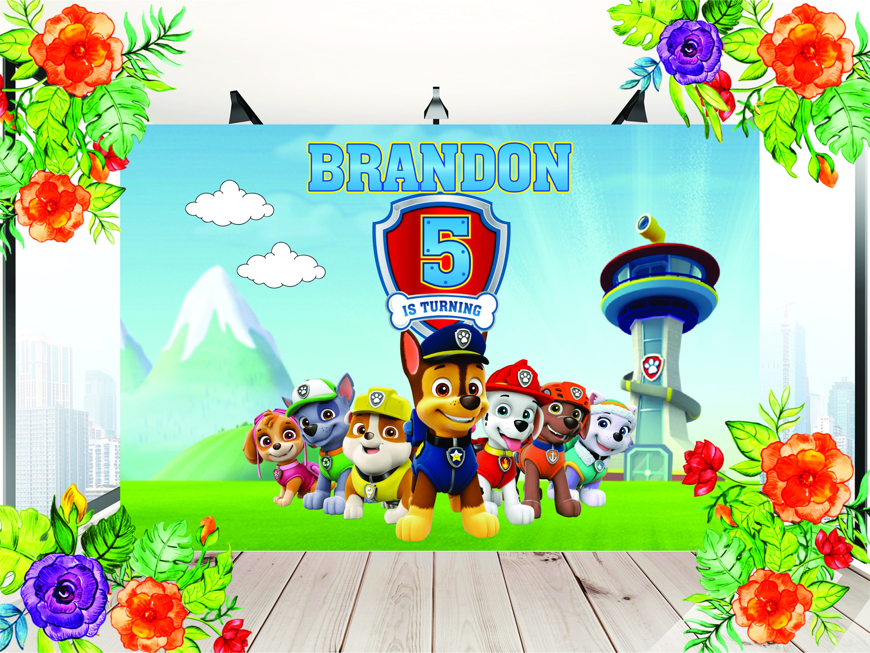 Paw Patrol Backdrop Paw Patrol Backdrop Birthday Paw Patrol Etsy