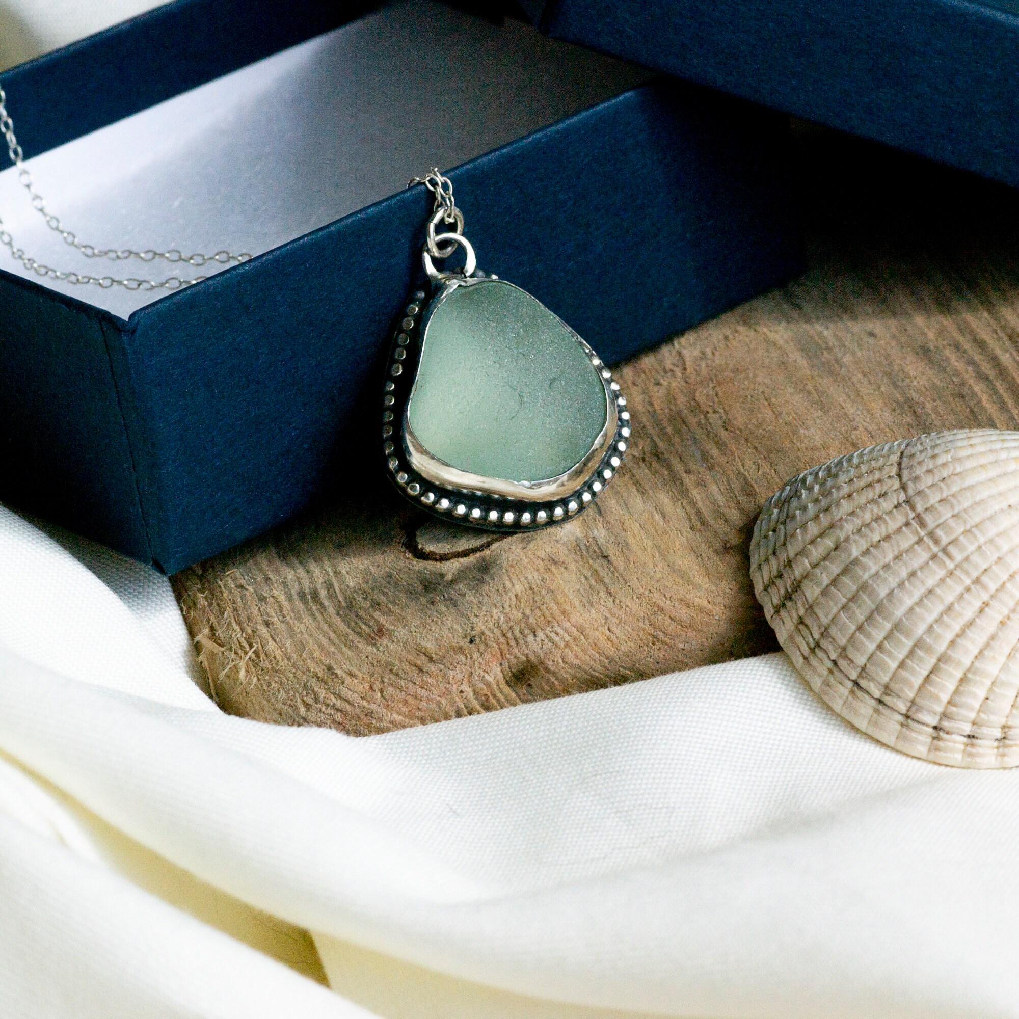 Seafoam Grünes Seeglas und Sterling Silber Halskette Schmuck | Etsy