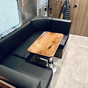 Custom Walnut Dining Table for Iconic Airstream Trailers