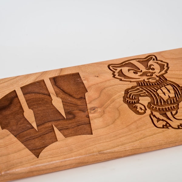 University of Wisconsin, Badgers Engraved Gift- Engraved on 12.25" x 5.5" Cherry Wood