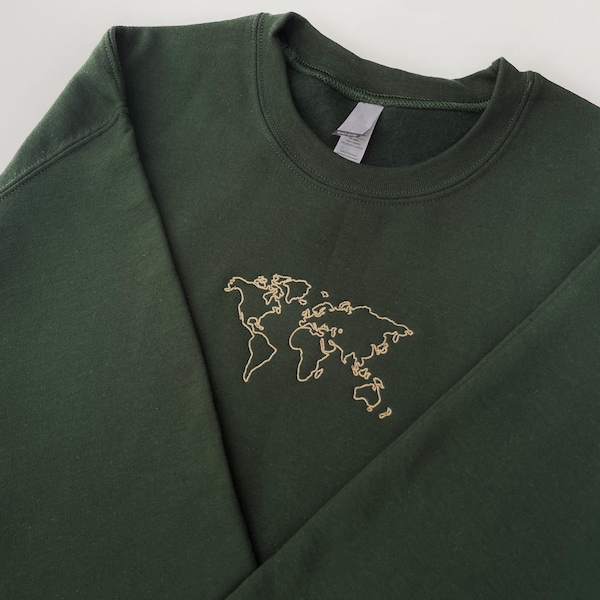 Embroidered World Map Sweatshirt