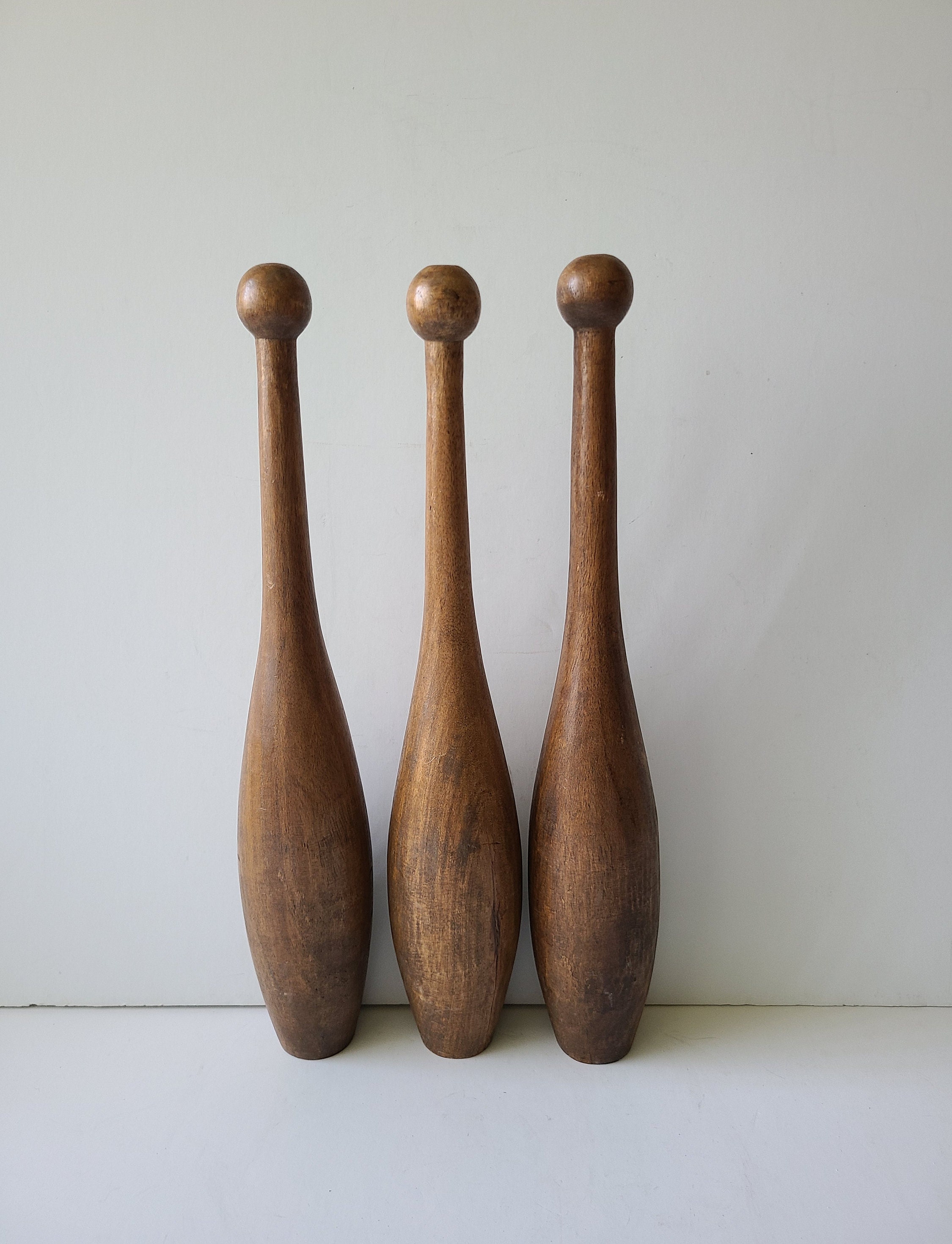 Juggling clubs. Solid wood Indian juggling pins. Circus Etsy