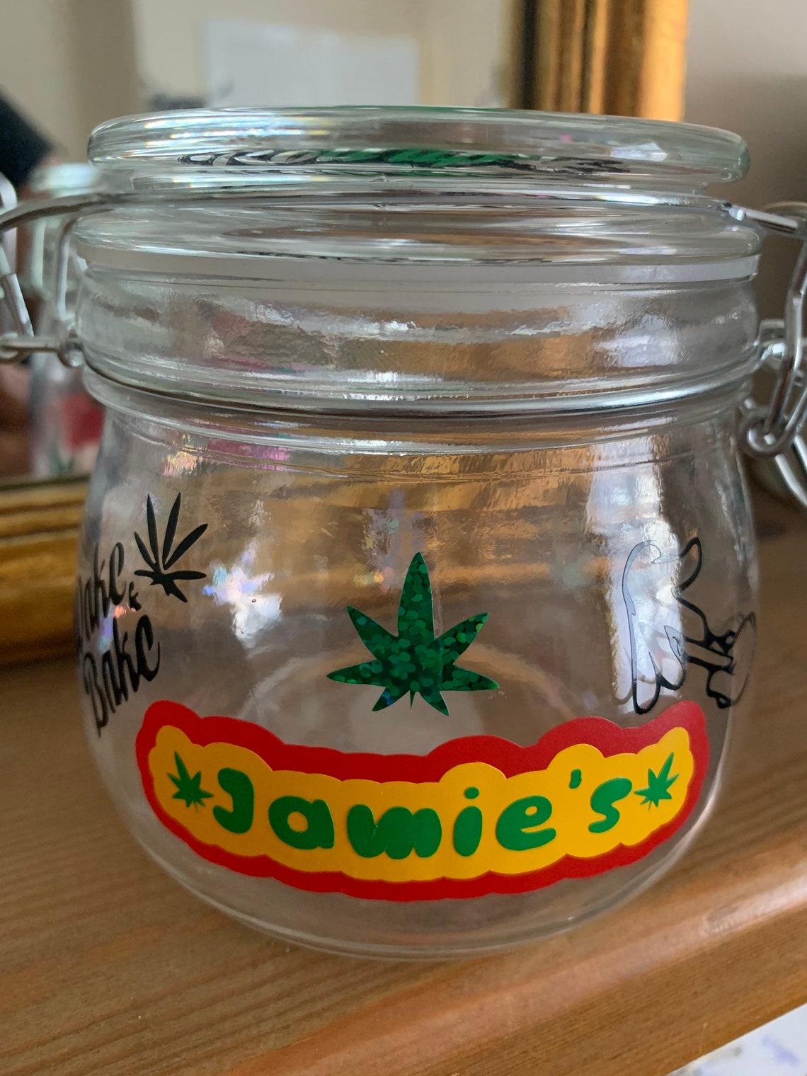 0.5l personalised weed storage jar Etsy