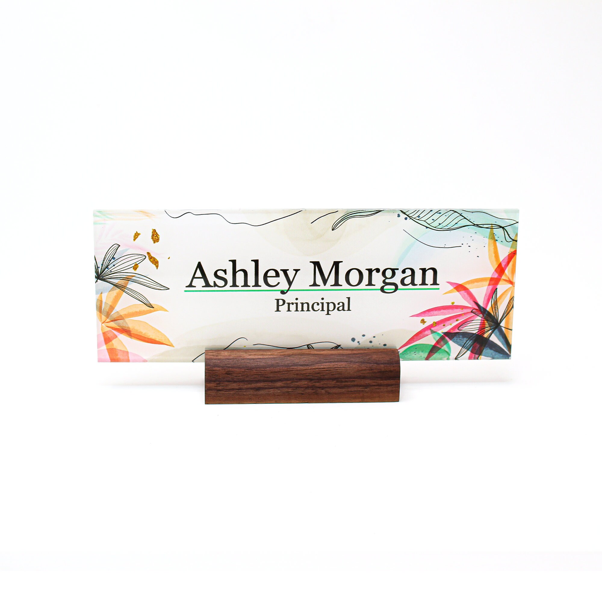 Desk Name Plate boho chic Flowers for desk Nameplate sign | Etsy