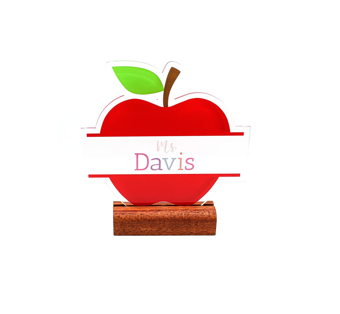 Personalized Apple Name Plate Teacher Name Plate Back to Etsy