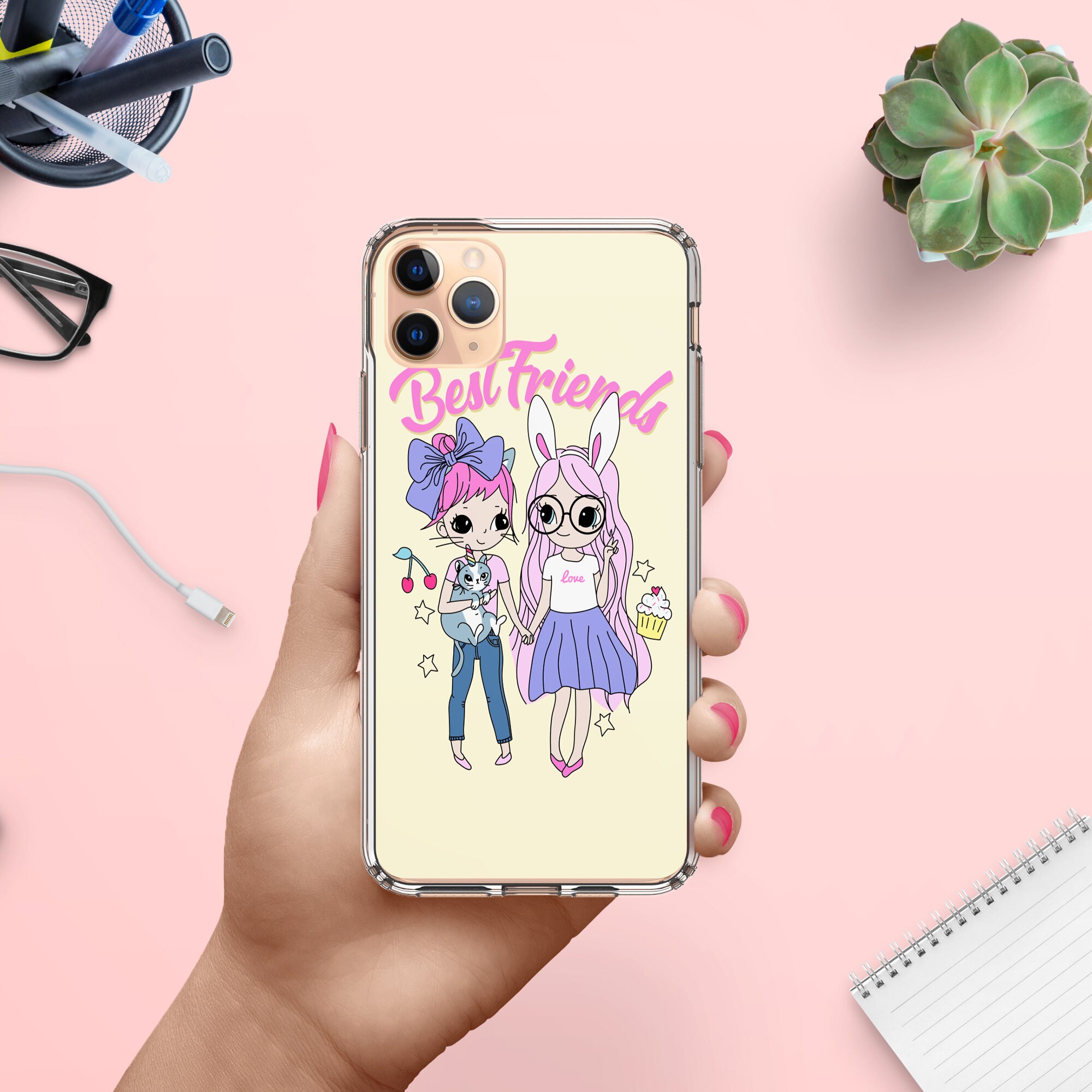 Cute Best 2 Friends Phone Cases For Iphone 7 8 Se X Xr Etsy