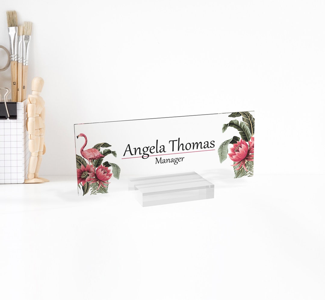 Personalized Acrylic Desk Name Plate CUSTOM Print on Clear - Etsy
