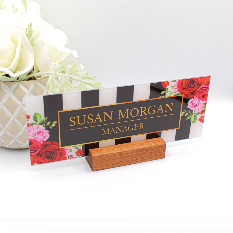 Desk Name Plate Personalized Teachers Students Wood Holder Etsy