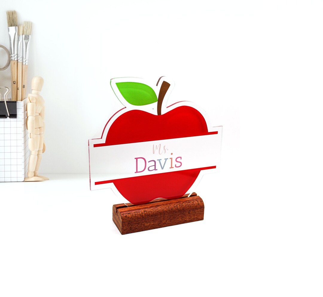 Personalized Apple Name Plate Teacher Name Plate Back to Etsy