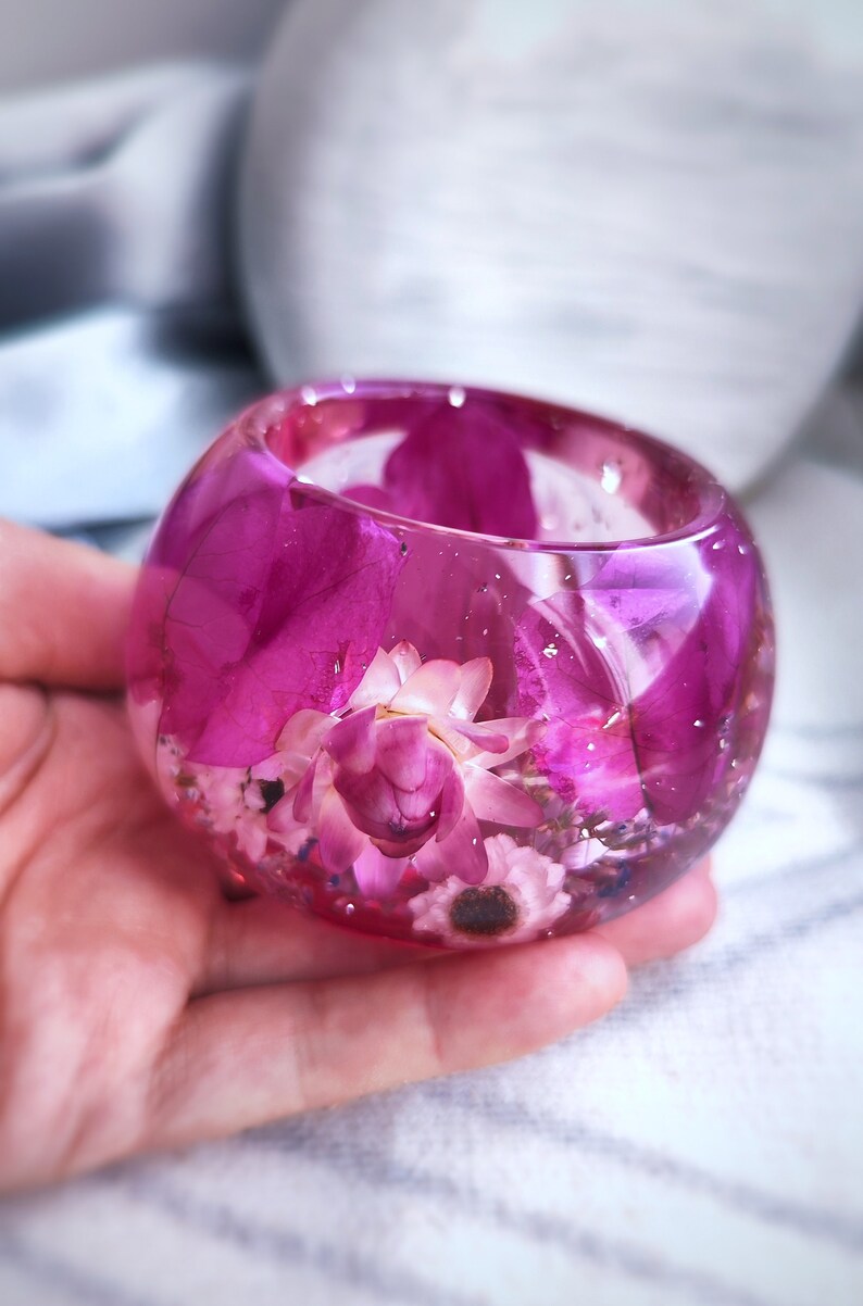 Epoxy Resin Dried Flower Tea Light Holder. Resin Floral Home Etsy