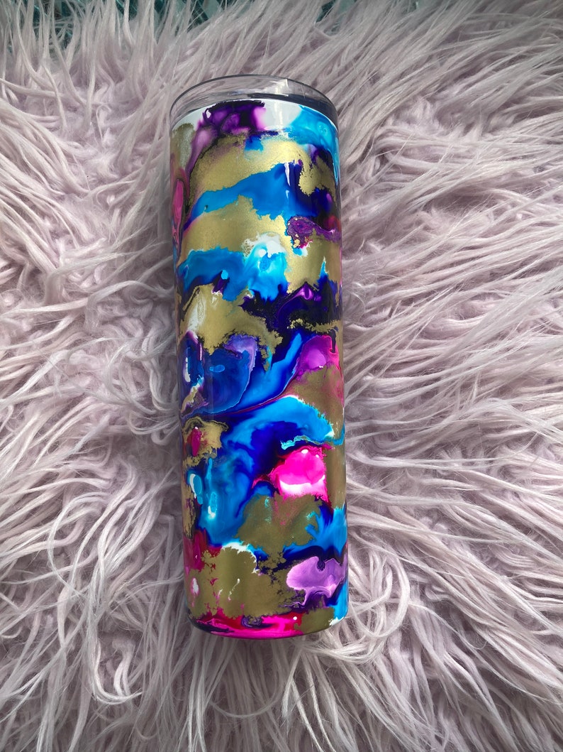 Alcohol Ink Epoxy tumbler Etsy