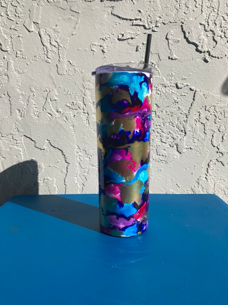 Alcohol Ink Epoxy tumbler Etsy