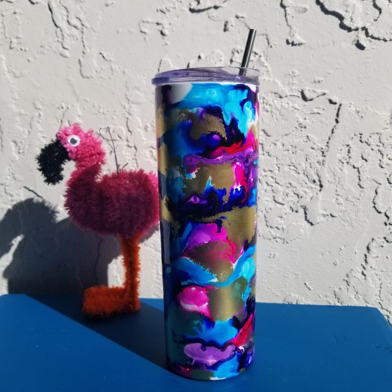 alcohol ink epoxy tumbler etsy
